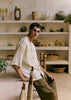 Garment Dyed Linen Grandad Collar Shirt | Oat
